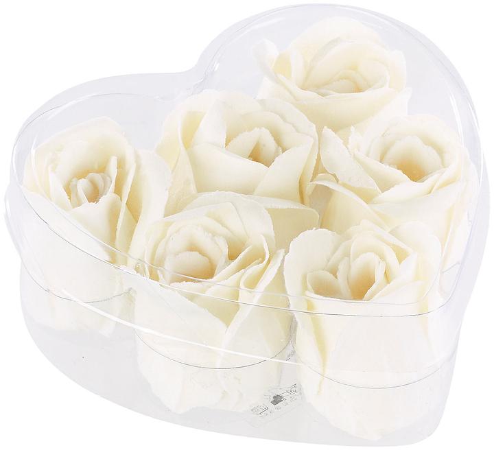 Image du produit Pearl 6 savons parfumés à la rose blanc crème dans une boîte cadeau (Lotion au savon)