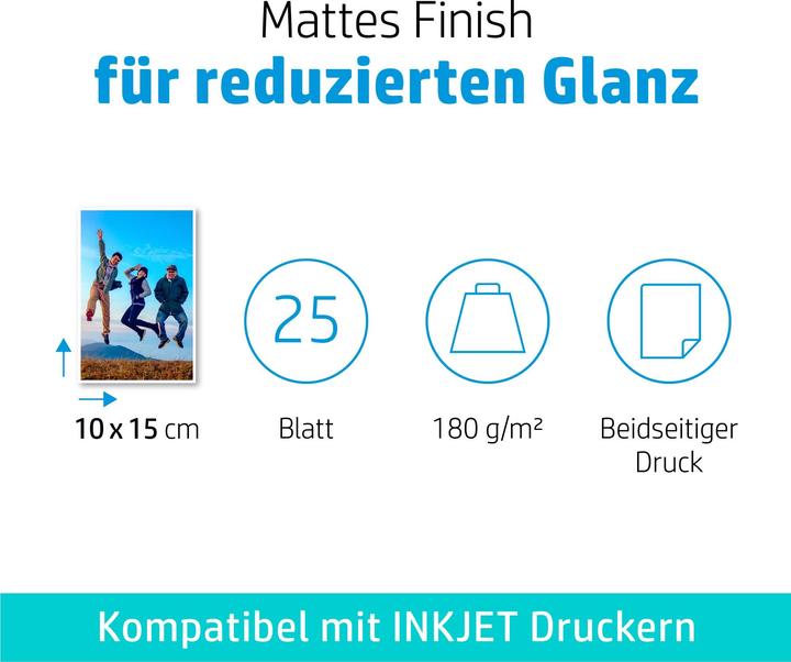 Actual product image HP Matte Photo Paper (180 g/m², 10 x 15 cm, 25 x)