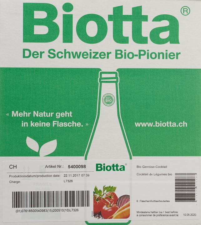 Produktbild Biotta Gemüsecocktail Bio (6 x 50 cl)