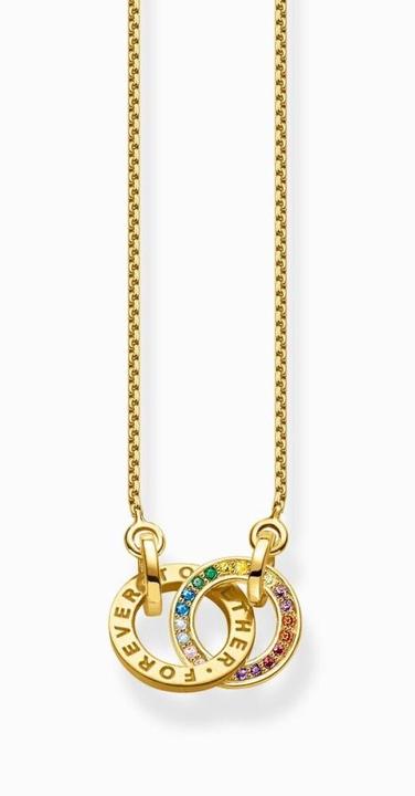 Immagine prodotto Thomas Sabo Collana Together con due anelli con pietre colorate placcata oro (Argento 925, 50 - 55 cm)