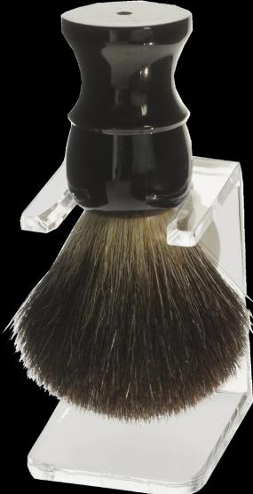Actual product image Shaving brush holder, plastic acrylic with shaving brush Pure Badger black (Shaving brush)