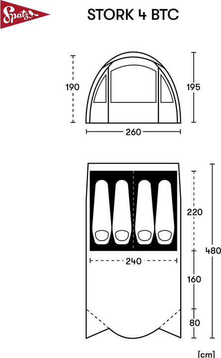 Image du produit Spatz Stork 4 BTC (Tente tunnel, 15.20 kg, 4 personnes)
