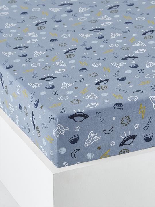 Blue, printed white