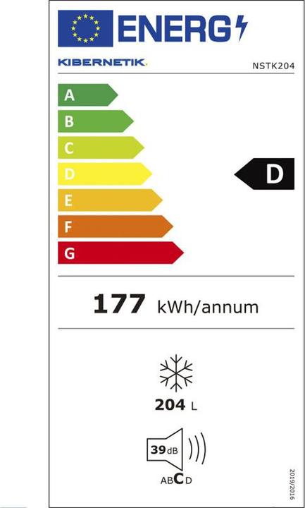 Energy Label Kibernetik Freezer FSP ECO No Frost 200 litres (Stand-alone, 204 l)