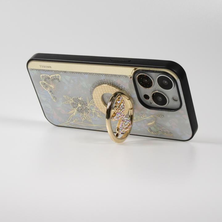 Actual product image PhoneLook Coque Nacre papillon strass avec support vidéo (Apple iPhone 13 Pro Max)