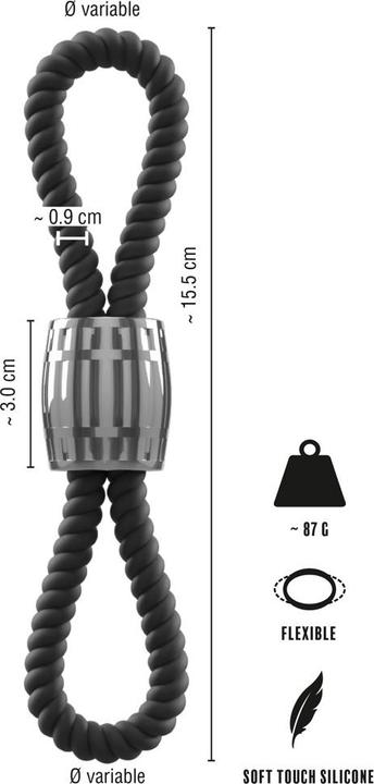 Produktbild Rebel Heavy Rope Cock Strap with two Loops (5.50 cm)