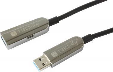 Actual product image Techly USB3.0 AOC Fibre Hybrid Cable 10m Black Supports max. bandwidth up to 5 Gbit diam. (10 m, USB 3.2 Gen 1)