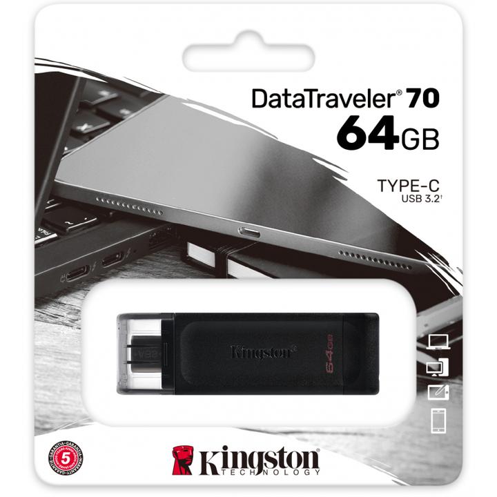 Actual product image Kingston DataTraveler 70 (64 GB, USB-C, USB 3.2)