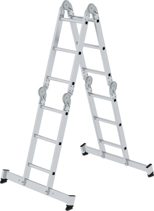 Produktbild Munk Vielzweckleiter 4-teilig mit nivello-Traverse und Holzbelag 4x3 Sprossen (Mehrzweckleiter, 365 cm)