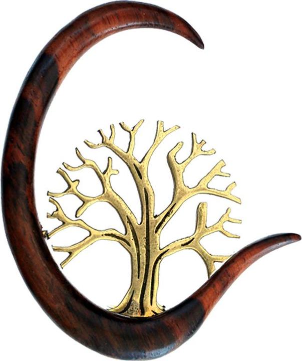 Immagine prodotto Star Piercing Gancio per orecchio a forma di albero della vita in legno di Narra (Organico, Ottone)