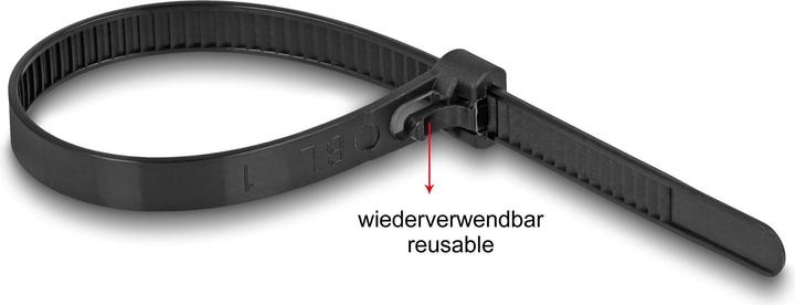 Actual product image Delock Cable ties reusable heat-resistant L 150 x W 7.5 mm 100 pieces black (Plastic cable ties, 150 mm, 100 pcs.)