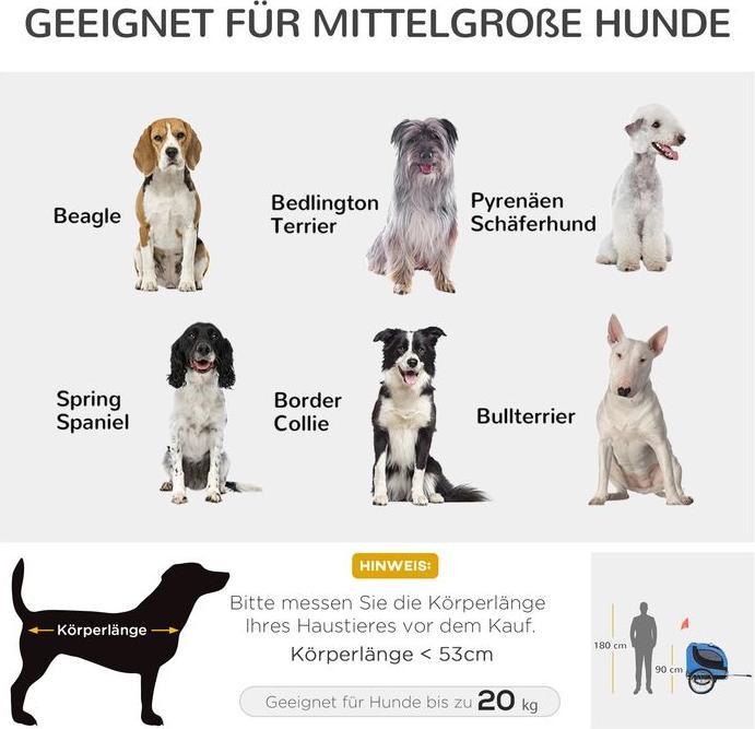 Produktbild Swisshandel24 Hundeanhänger Fahrradanhänger Hundetransporter Hunde Fahrrad Anhänger Blau+Schwarz 130 x 73 x 90 cm
