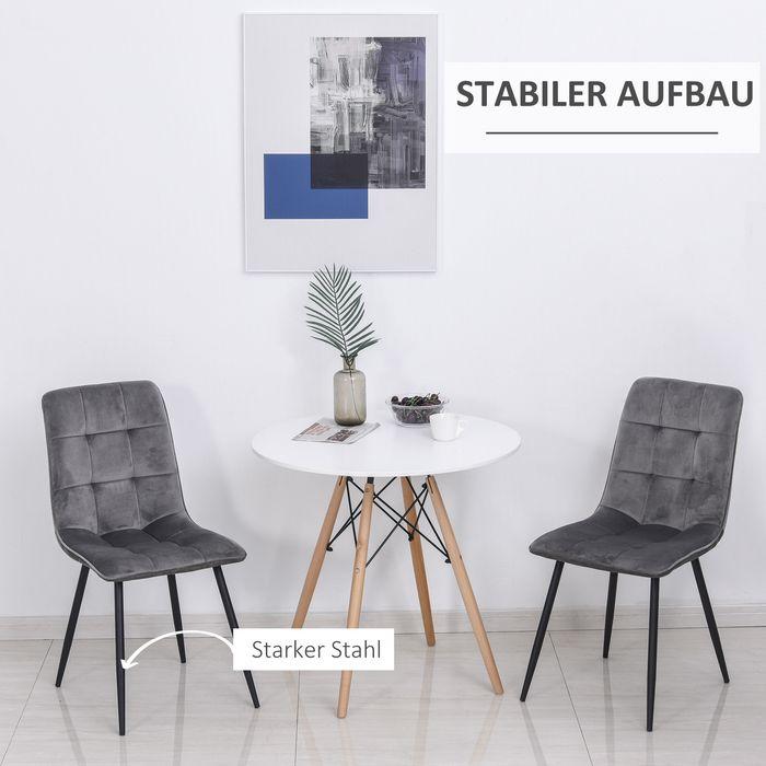 Immagine prodotto Swisshandel24 2er-Set Esszimmerstuhl Polsterstuhl Küchenstuhl Esstisch Schaumstoff Metall Grau+Schwarz 45 x 63 x 9