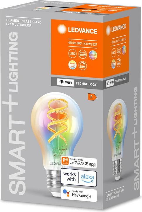 Produktbild Ledvance transparent (E27, 4.80 W, 470 lm, 1 x, F)