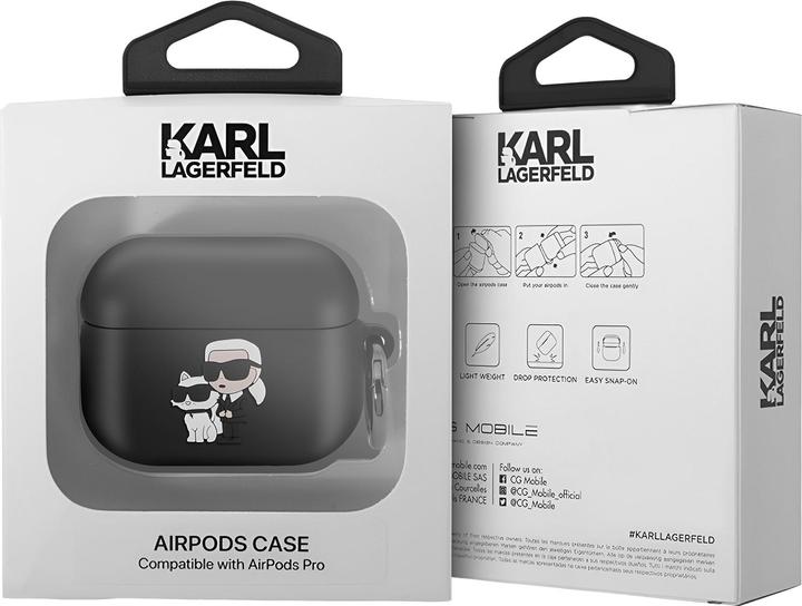 Image du produit Karl Lagerfeld Logo 3D NFT Karl et Choupette Etui en silicone pour AirPods Pro Noir (Manchon pour casque d'écoute)