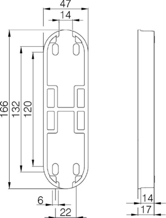 Actual product image Deni Base for door deadbolt Vario for surface-mounted bars silver anodised