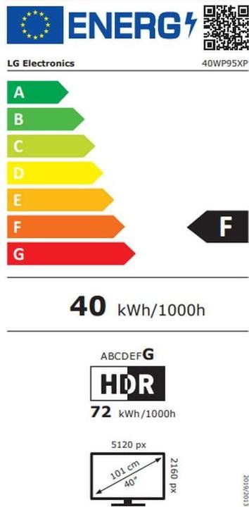 Etichetta energetica LG UltraWide 40WP95XP-W (5120 x 2160 pixel, 39.70")