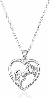 Actual product image Agato Silver Necklace With Pendant Horse Agt-N016w
