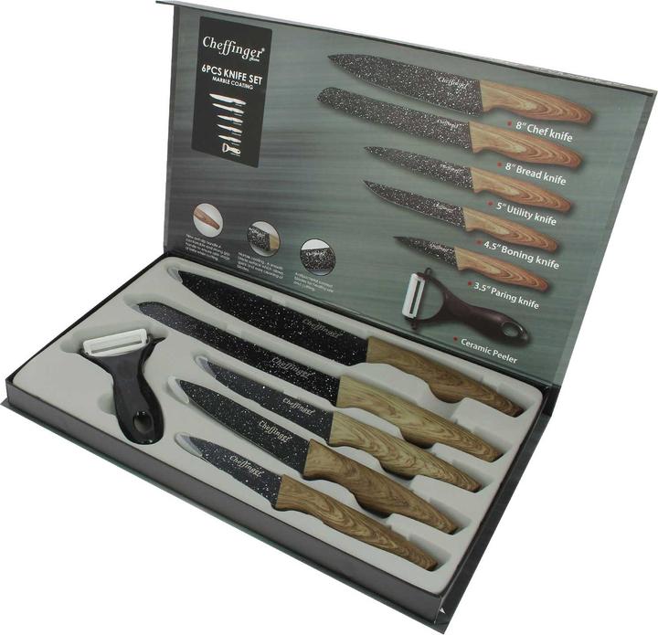 Produktbild Cheffinger 6-teiliges Messerset mit Holzgriff und Magnetbox