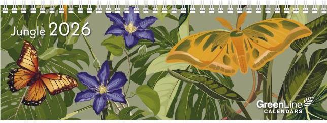 Actual product image Greenline Tischquerkalender Jungle 2026 – hübsches Blumendesign – 29,7 x 10,5 cm – Spiralbindung – mit viel (German, English)