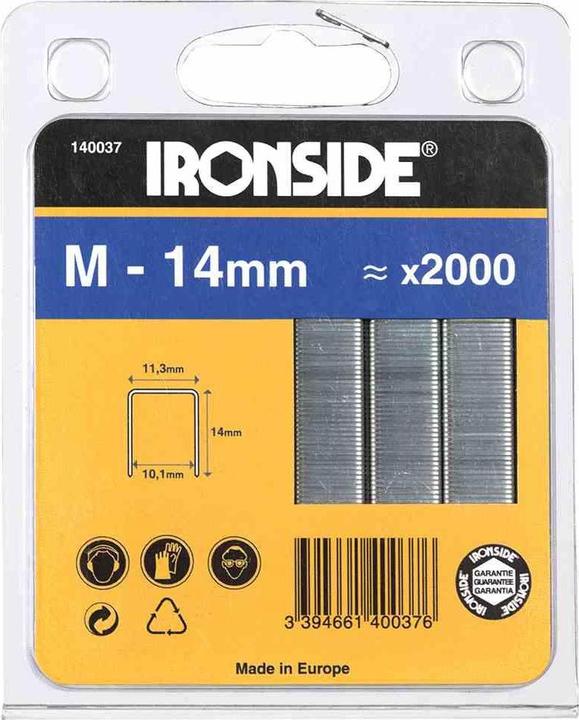 Actual product image Ironside 140037 Staples 14 mm 2000 pieces type M (2000 x)