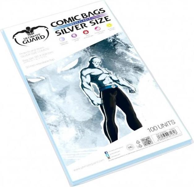 Immagine prodotto Ultimate Guard Sacchetti per fumetti richiudibili in formato argento (100)