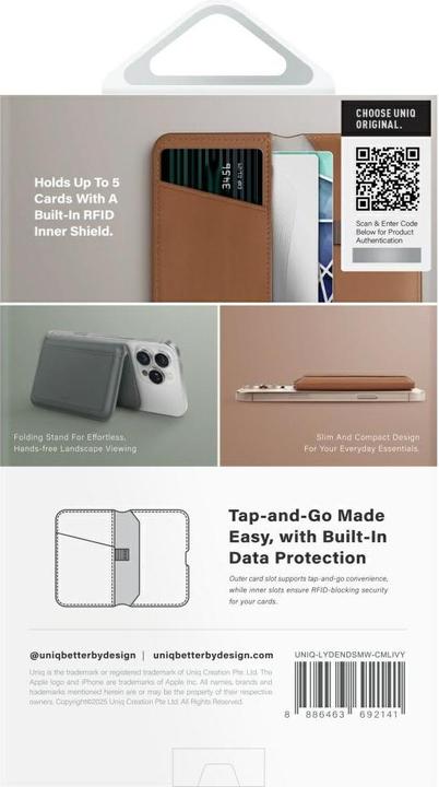 Produktbild Uniq Lyden DS RFID Magnetic Wallet with Phone Stand - Brown