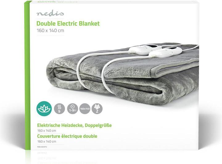 Produktbild Nedis Elektrische Bettdecke | Unterdecke | 2 Personen | 160 x 140 cm | 9 Wärmeeinstellungen | waschb (160 x 140 cm)