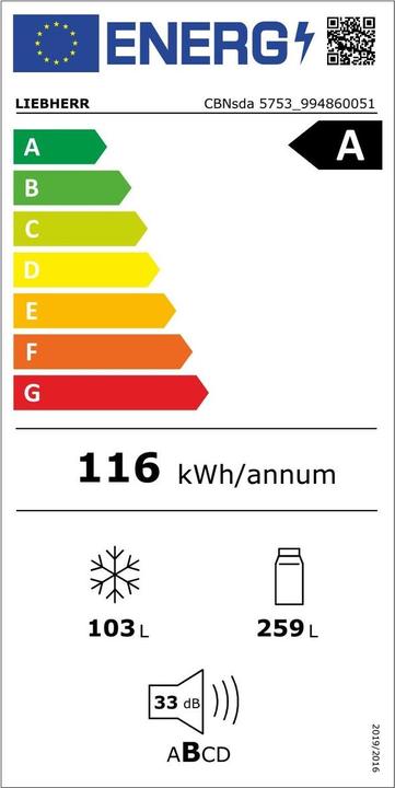 Energie-Label Liebherr CBNsda 5753 Prime (362 l)