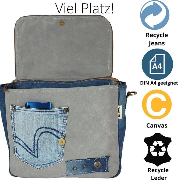 Image du produit Sunsa Sac en jean Sac à bandoulière Sac à main école Upcycling No.62