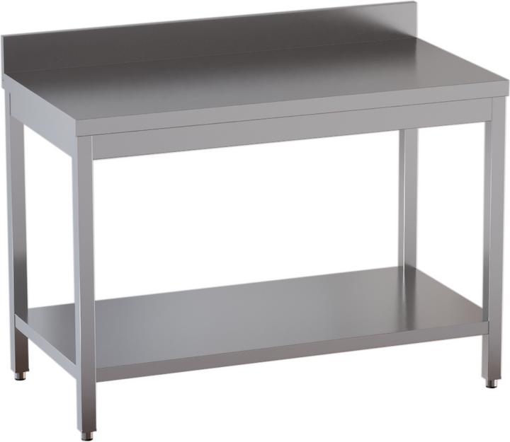 Image du produit Gastro Hero Table de travail Eco en acier inoxydable avec fond et rebord (180 cm, 180 cm)