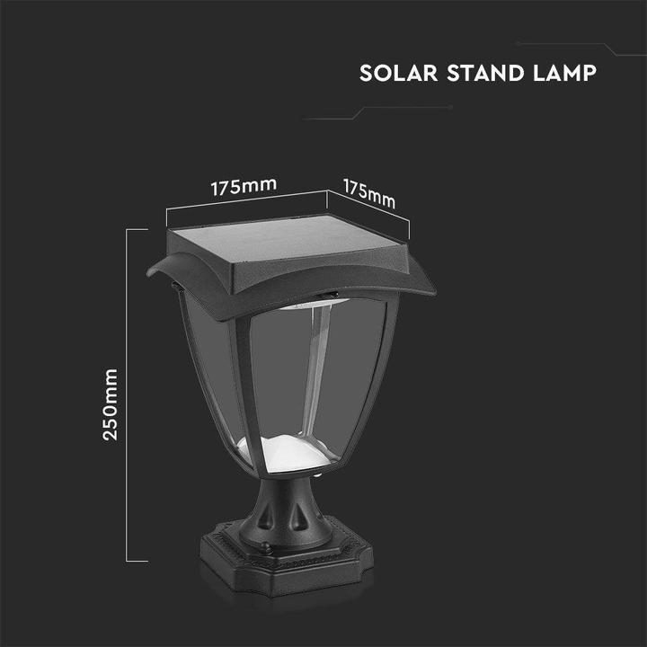 Produktbild V-TAC VT983 2W LED Solar Standleuchte Schwarzer Körper 3000K6000K IP44 (110 lm, IP65)