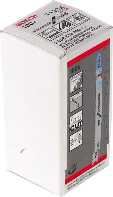 Image du produit Bosch Professional Zubehör Lame de scie sauteuse PRO Metal thick and thin T123XF, 100 mm, 100 pcs.