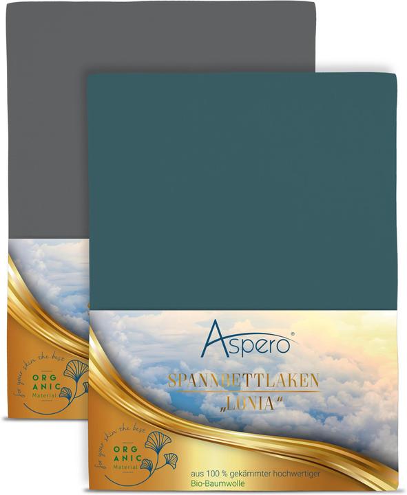 Actual product image Aspero 2 x fitted sheets made from organic cotton (160 x 200 x 35 cm)