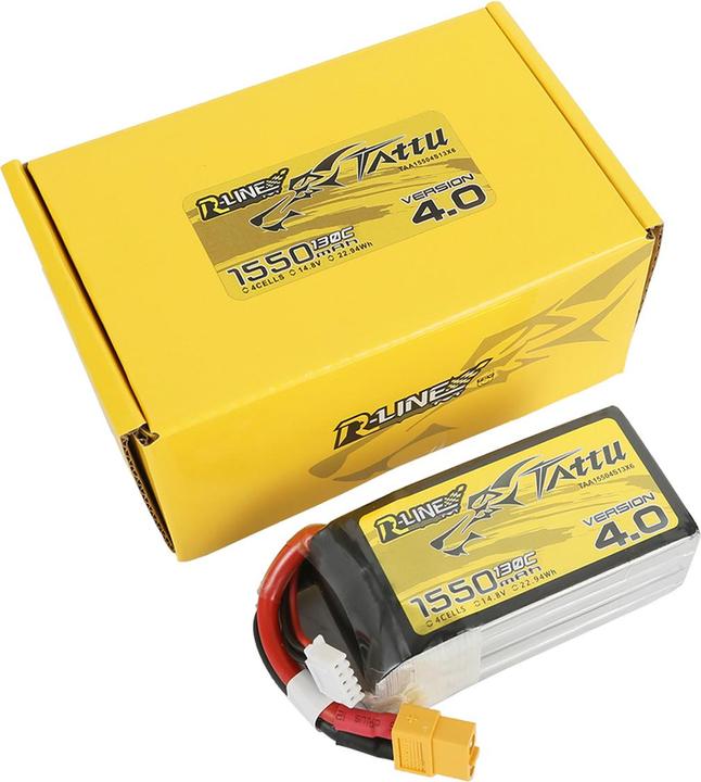 Actual product image Tattu Accumulator R-Line Version 4.0 1550mAh 14.8V 130C 4S1P XT60 (14.80 V, 1550 mAh)