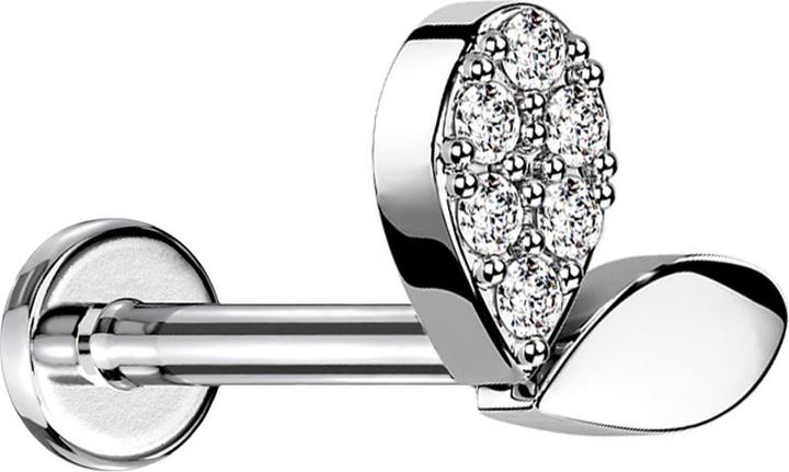 Produktbild Star Piercing Micro Labret Innengewinde silber Herzspross Kristalle silber (Chirurgenstahl 316L, Messing)