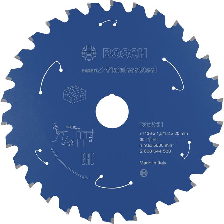 Immagine prodotto Bosch Professional Zubehör Lama circolare a batteria Expert per acciaio inox, 136 x 1,5/1,2 x 20, 30 denti