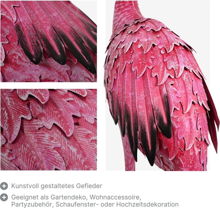 Produktbild Hermex Flamingo Metall Gartendekoration Dekofigur Gartenskulptur Gartenfigur