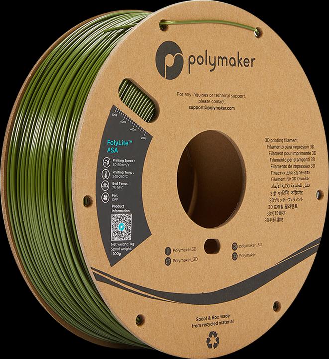 Image du produit Polymaker PolyLite ASA (ASA, 1.75 mm, 1000 g, Vert)