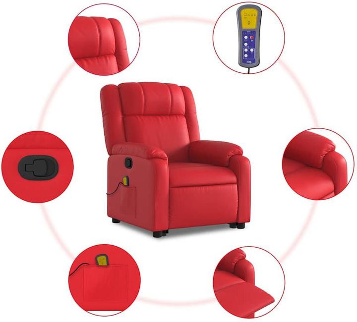 Produktbild VidaXL Massagesessel mit Aufstehhilfe Fernsehsessel Relaxsessel Rot Kunstleder