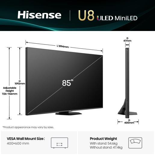 Actual product image Hisense TV 85U8Q (85", U8KQ, LED, 4K, 2025)
