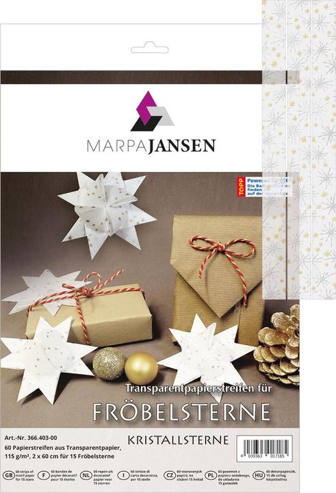 Produktbild MarpaJansen Transparentpapierstreifen "Kristallsterne", 20 mm, 60 Streifen (115 g/m², 60 x)