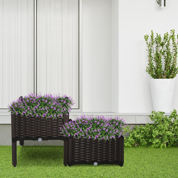 Image du produit Outsunny Parterre surélevé en 2 parties, aspect rotin