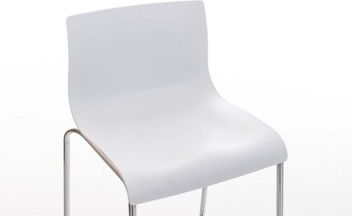Image du produit CLP Tabouret de bar Hoover chromé 4 pieds, blanc