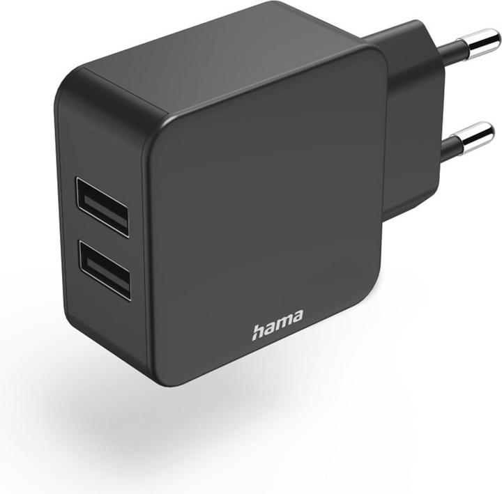 Hama Lader, 2x USB-A, 12W, Zwart (12 W)