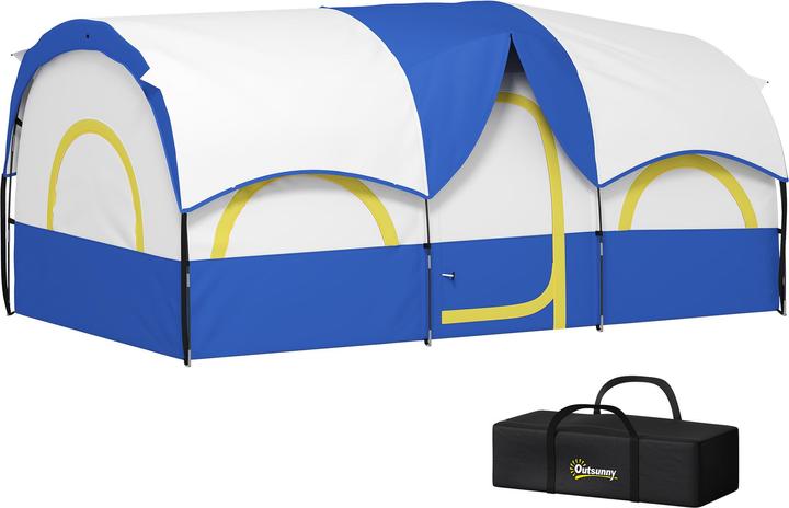 Image du produit Outsunny Campingzelt Oxfordstoff, Fiberglas Dunkelblau+Weiss (6 personnes)