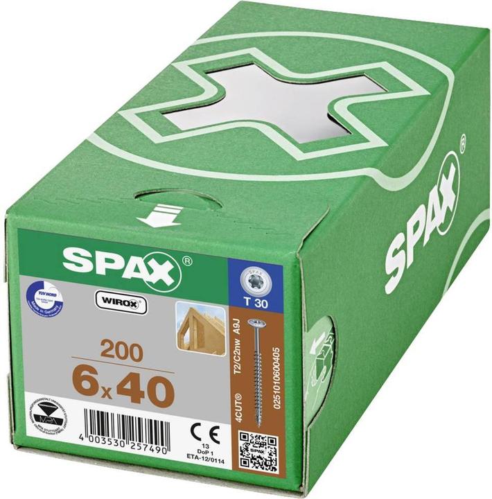 Produktbild Spax HI.FORCE Tellerkopf Schraube 6,0 x 40 mm 200 Stk. ( 0251010600405 ) Torx T-Star Plus T30 (200 Schrauben pro Stück)