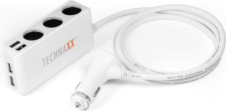 Image du produit Technaxx Chargeur de voiture 4 connexions USB et distributeur 3 voies