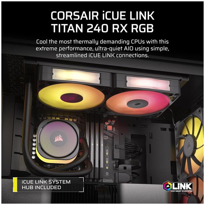 Actual product image Corsair iCUE LINK TITAN 240 RX RGB AIO, 240mm Radiator, Liquid CPU Cooler