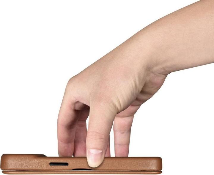 Image du produit iCarer CE Premium Leather Folio Case iPhone 14 Plus Magnetic Flip Leather Folio Case MagSafe Brown ( (Apple iPhone 14 Plus)